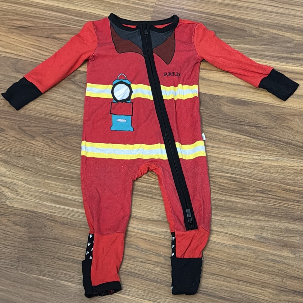 Posh Peanut Baby Boys 3-6 Months Fireman Footed Sleeper Pajamas Bamboo